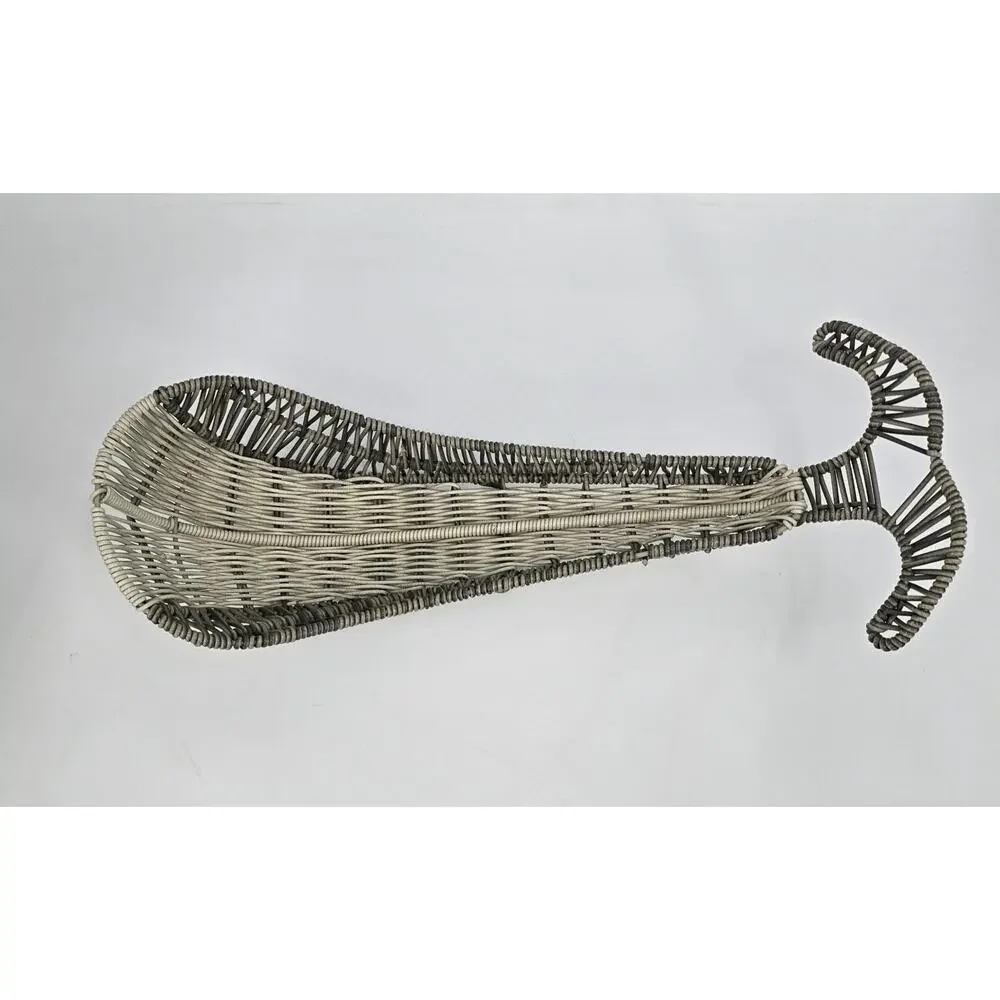 Vintage Wicker Whale Basket 22” Rattan Coastal Nautical Boho Beach House Decor